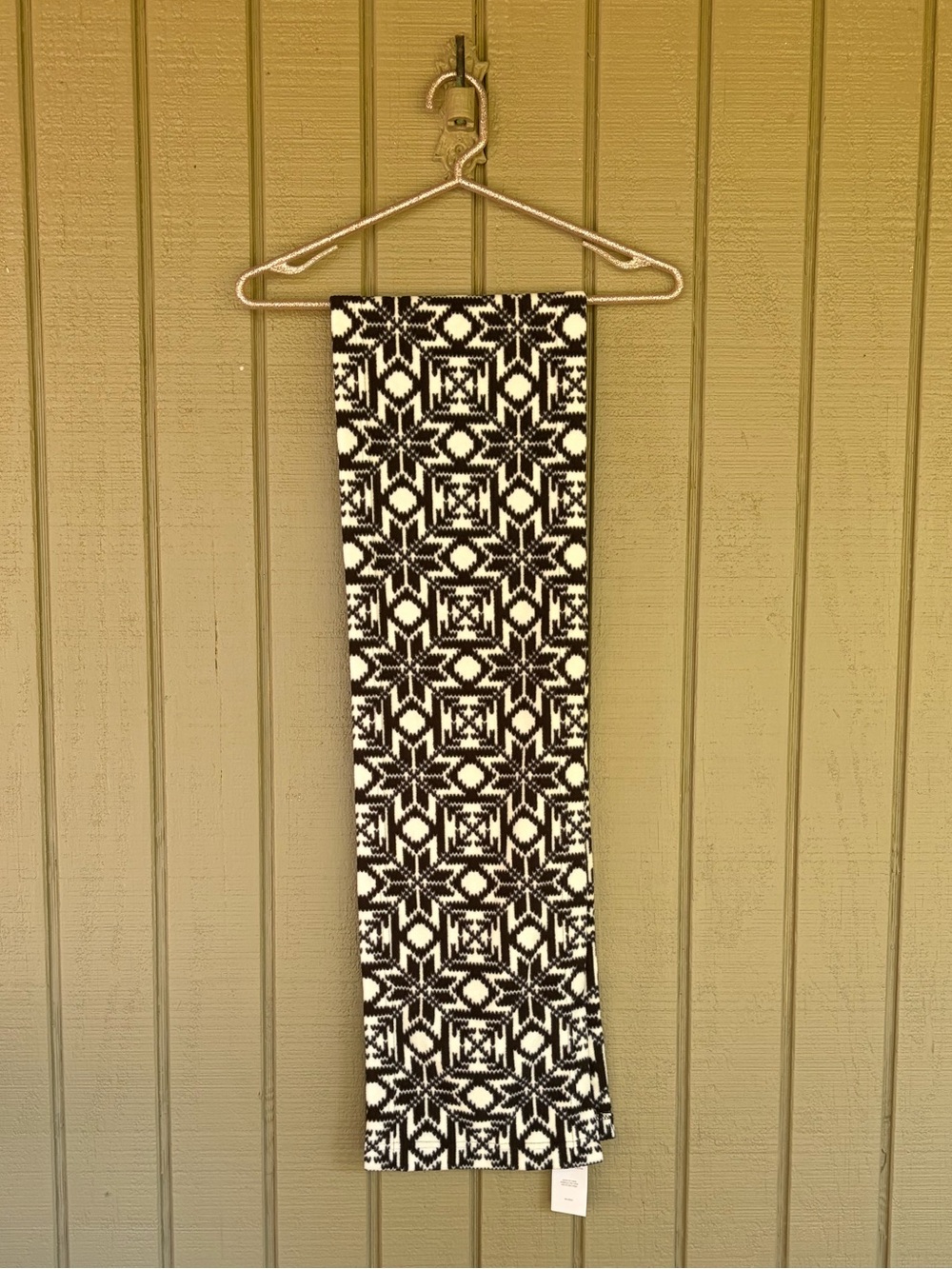 NWT Lands' End Fair Isle Fleece Winter Scarf Black White